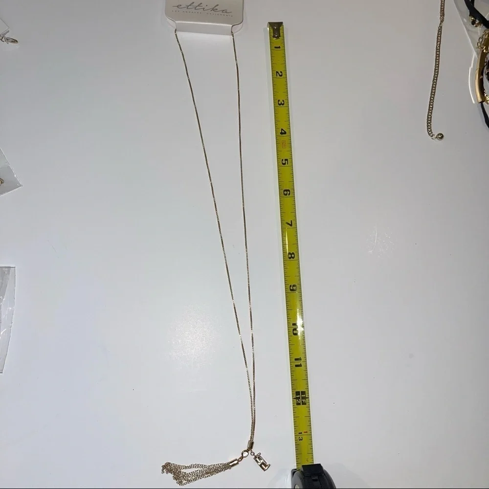 Ettika REVOLVE Gold Tone Tassel Necklace Crystal Charm